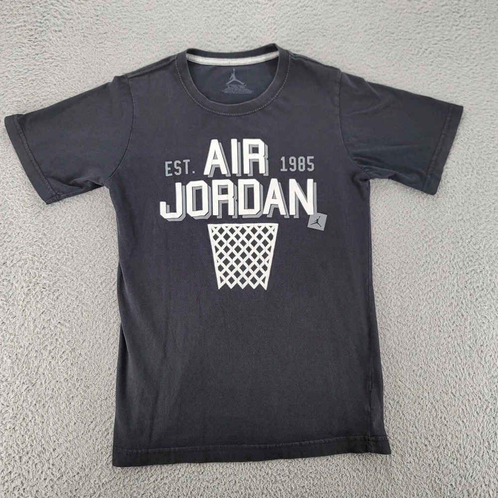 Jordan Shirt Boys Large 16/18 Black Short Sleeve Air Jordan Jumpman Basketball